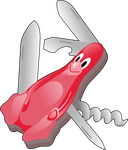 Un manchot rouge qui est aussi un couteau suisse